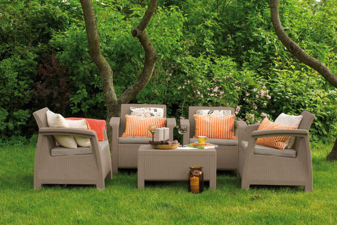 Комплект мебели KETER Corfu quattro set, песочный