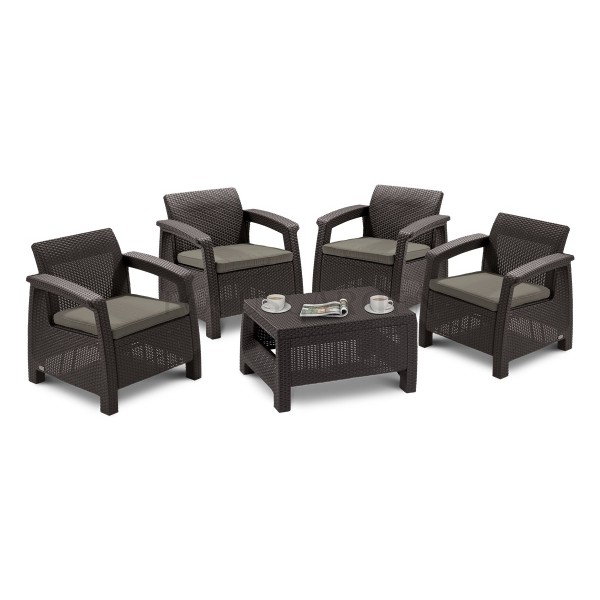 Комплект мебели KETER Corfu quattro set, песочный