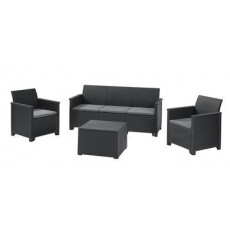 Комплект мебели (3х-местный диван, 2 кресла, столик-сундук) "Emma store 3 seater", графит