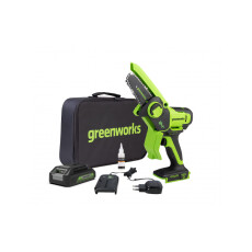 Мини-пила цепная аккумуляторная Greenworks G24MCS10K2 24В